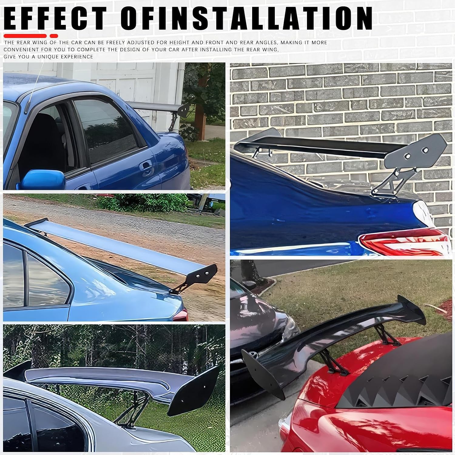 57 Inch GT Wing Rear Trunk Spoiler Wing Gloss Black Compatible with Universal Car Spoiler Rear Wing Rear Trunk Spoiler GT Style Wing Spoiler Gloss Black