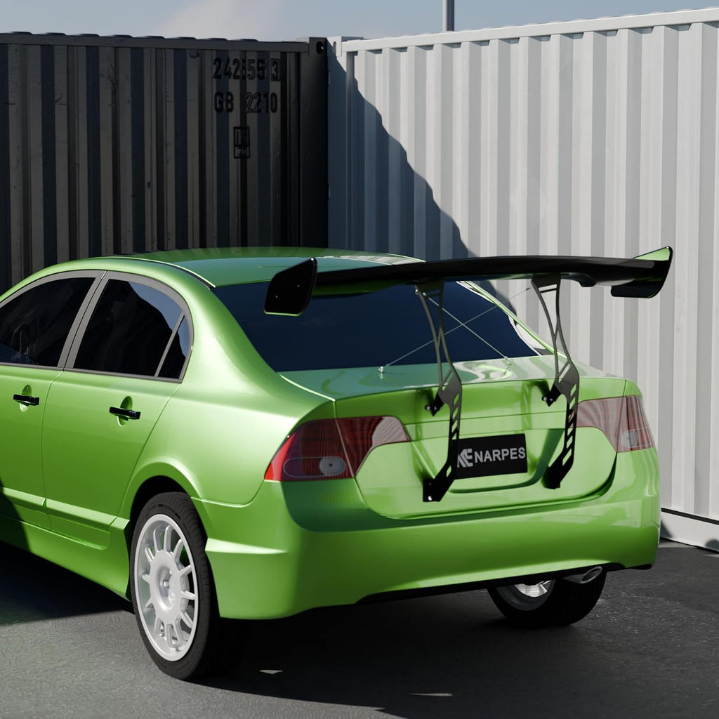 Rear Spoiler Splitter Compatible with Honda Civic 4Dr 2006-2011 8Th Gen Chassis Mount Wing Glossy Black Adjustable Trunk Mounted GT Racing Decklid Lip Exterior Accessories(Drilling Installation)