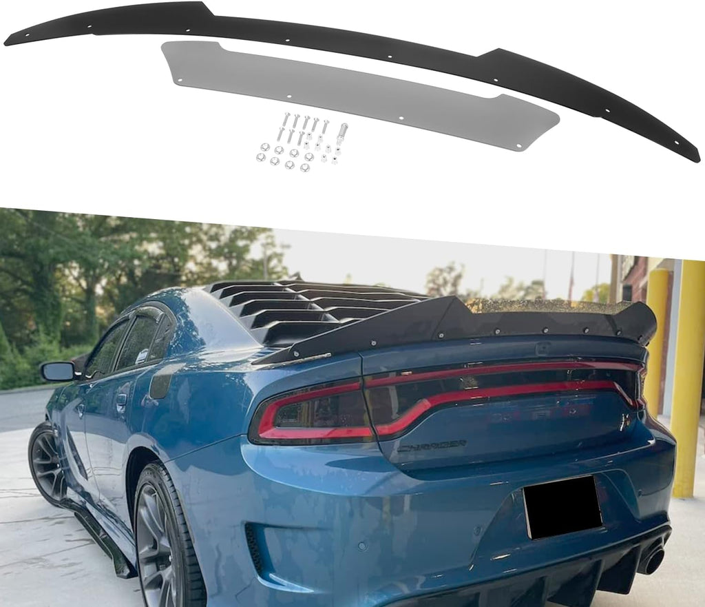 Venom V2 Rear Wickerbill Spoiler for Dodge Charger 2015-2024 SRT Scat Pack Hellcat Daytona -2 Pieces Add-On Style Wicker Bill Spoiler with Rivnut Tool (Gloss Black)