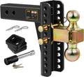Adjustable Trailer Hitch Fits 2.5 Inch Receiver 8 Inch Drop Rise | Heavy Duty 22000 LBS GTW Towing Hitch with Solid Ball Mount | Black