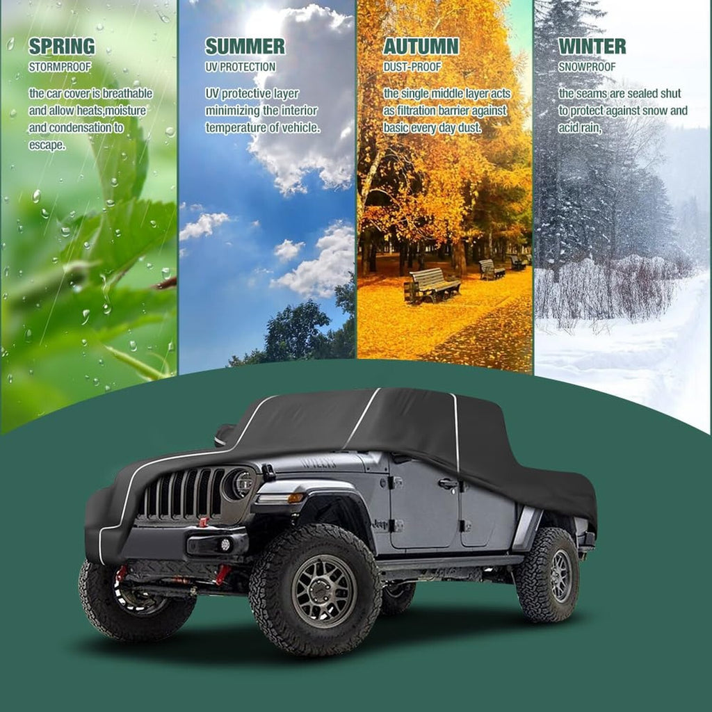 Fluorescent Strip Design Waterproof Car Cover Compatible for Jeep Gladiator 2...