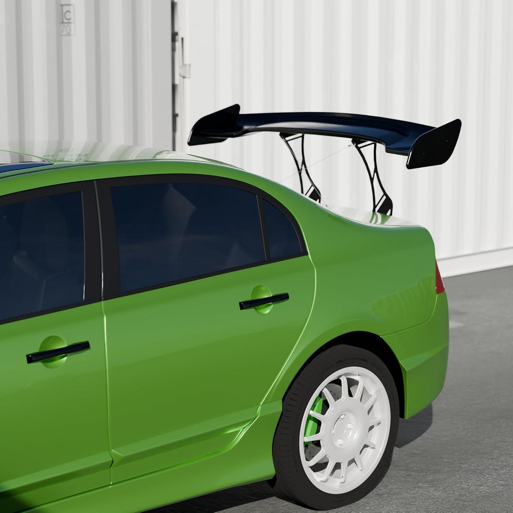 Rear Spoiler Splitter Compatible with Honda Civic 4Dr 2006-2011 8Th Gen Chassis Mount Wing Glossy Black Adjustable Trunk Mounted GT Racing Decklid Lip Exterior Accessories(Drilling Installation)
