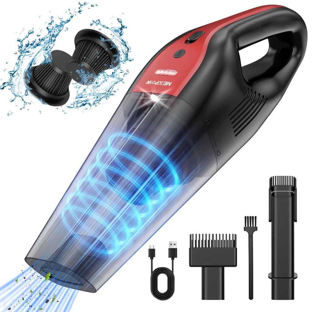 Car Vacuum Cleaner,10000Pa Rechargeable Cordless Handheld Vacuum with 800Ml Dust Cup & LED Light, Handheld Vacuum Cleaner for Car, Home and More