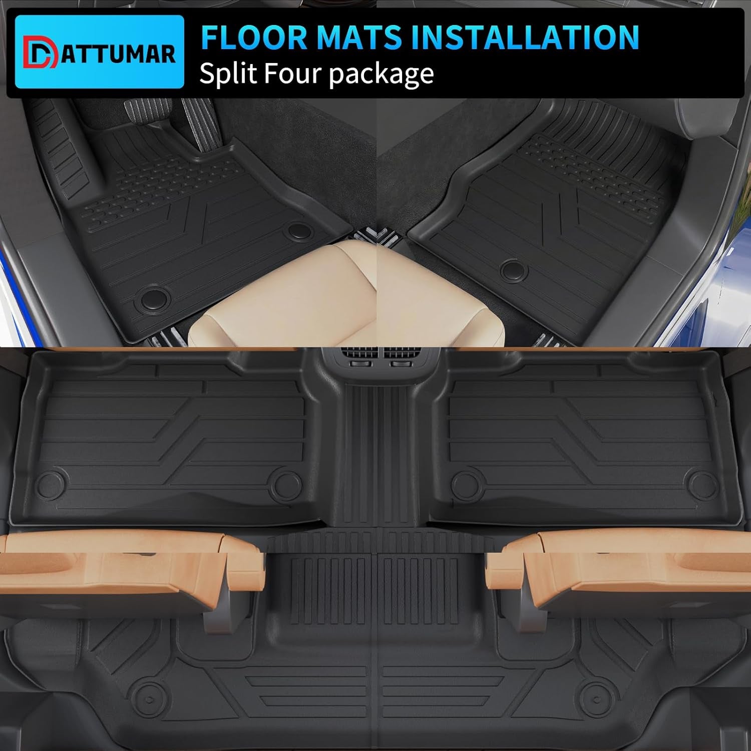 Floor Mats Compatible with 2020-2026 Ford Explorer 6-Seater Cargo Liner All Weather Trunk Mat Cargo Mat Trunk Liner 2025 Explorer Accessories (Upgrade Trunk Mat with Backrest Mat+Floor Mats)