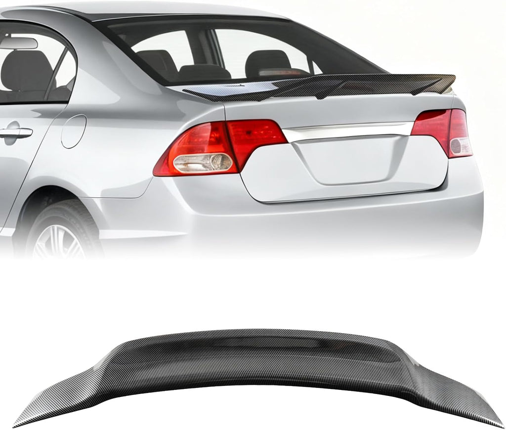Carbon Fiber Rear Spoiler Wing Compatible with 2006-2011 8Th Gen Honda Civic Sedan, High-Kick Trunk Spoiler Wing