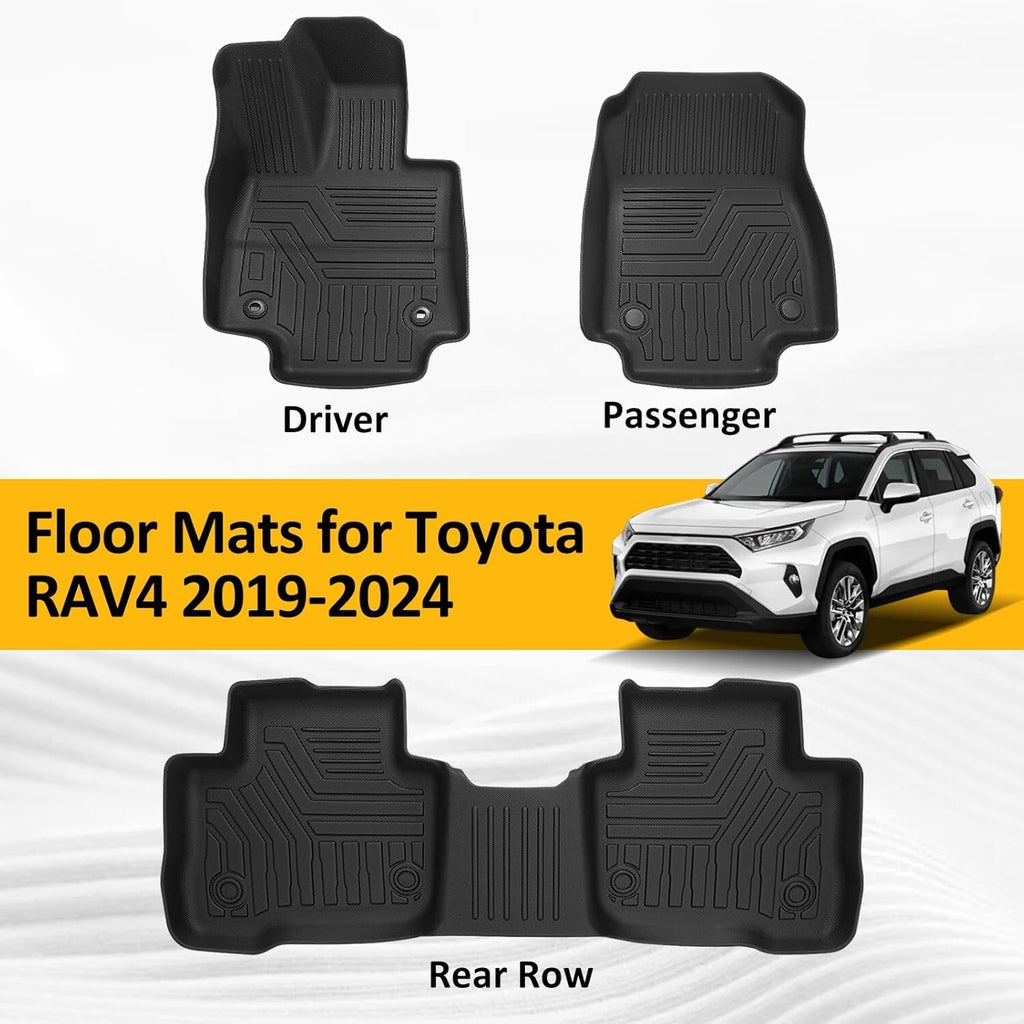 Falafa Floor Mats for Toyo-Ta RAV4 2019-2024 2025(Include Hybrid), TPE All Weath
