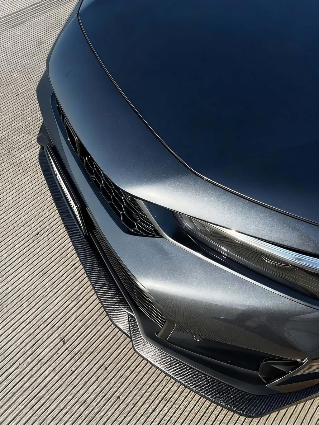Front Bumper Lip Splittert for Civic Sedan & Hatchback 2025 2026 Yofer Style ABS Frontr Lip Kit 3Pcs(Carbon Fiber Print)