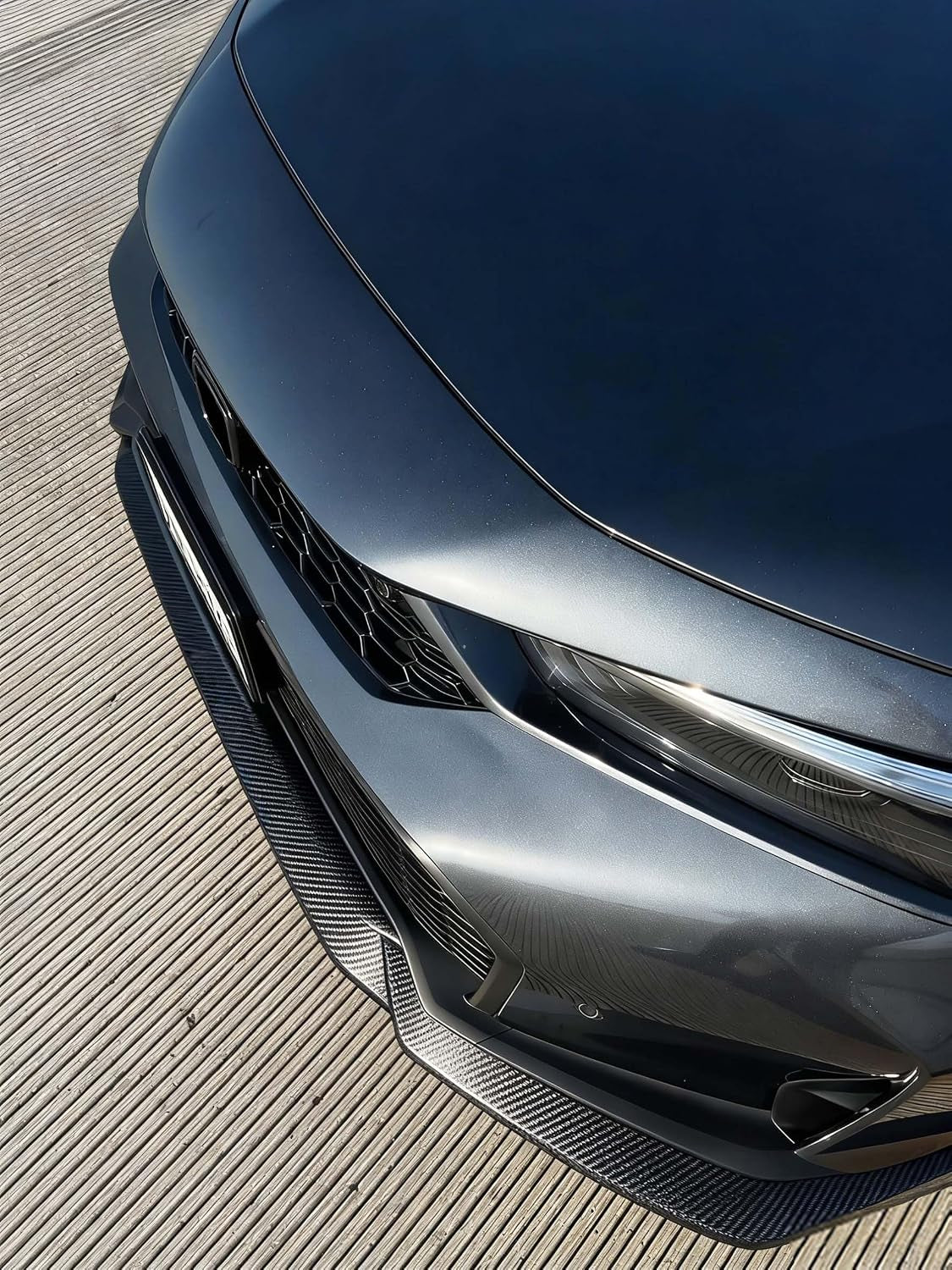 Front Bumper Lip Splittert for Civic Sedan & Hatchback 2025 2026 Yofer Style ABS Frontr Lip Kit 3Pcs(Carbon Fiber Print)