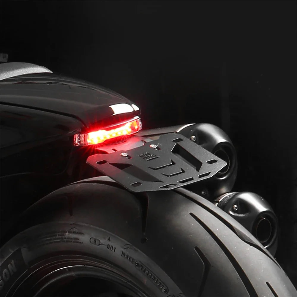 Motorcycle License Plate Holder Bracket with LED Signal Light for Sportster S 1250 2021-2025 Rear License Plate Frame Fender Kit