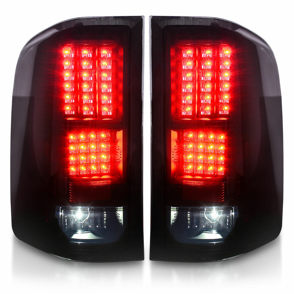 For 2007-2013 Chevy Silverado 1500 2500HD LED Tail Lights Brake Lamp Black Smoke