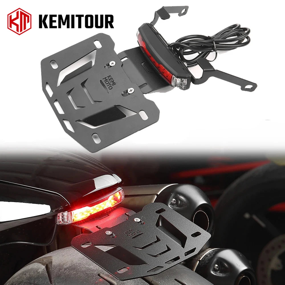 Motorcycle License Plate Holder Bracket with LED Signal Light for Sportster S 1250 2021-2025 Rear License Plate Frame Fender Kit