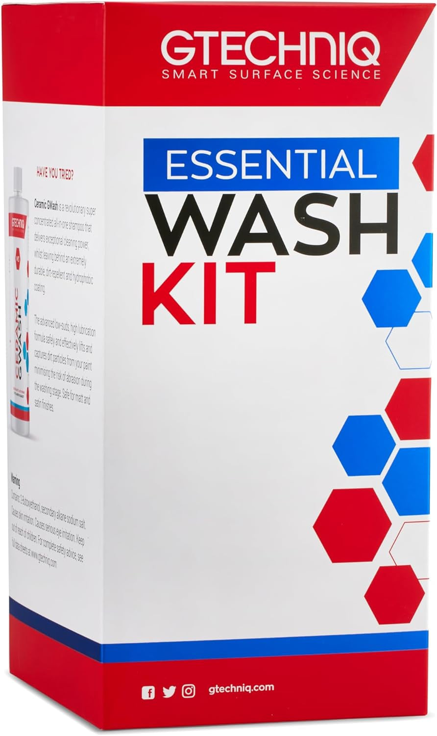 Essential Car Wash Kit, 4-Piece | Includes Car Shampoo, All-Purpose Cleaner, Microfiber Wash Mitt and Microfiber Towel, Cleans Stubborn Dirt and Grime, Gentle on Coatings and Waxes