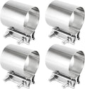 4 Pack 2.5 Inches Butt Joint Exhaust Clamp Sleeve, Stainless Steel Butt Joint Exhaust Seal Band Clamp Exhaust Coupler for 2.5-Inch OD Exhaust Pipes, Mufflers Connection