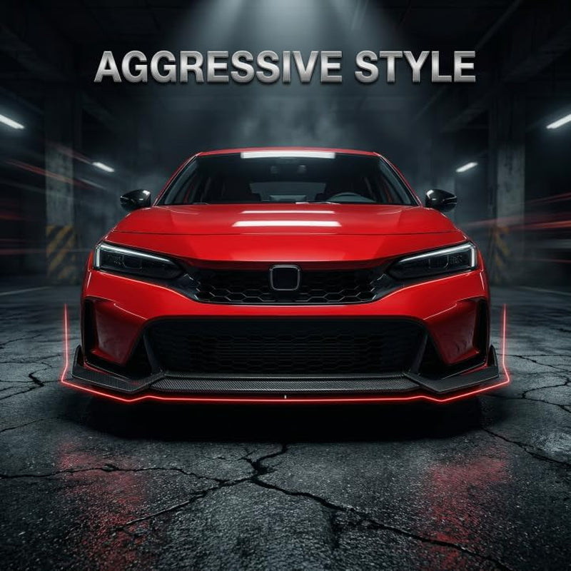 Front Bumper Lip Splittert for Civic Sedan & Hatchback 2025 2026 Yofer Style ABS Frontr Lip Kit 3Pcs(Carbon Fiber Print)