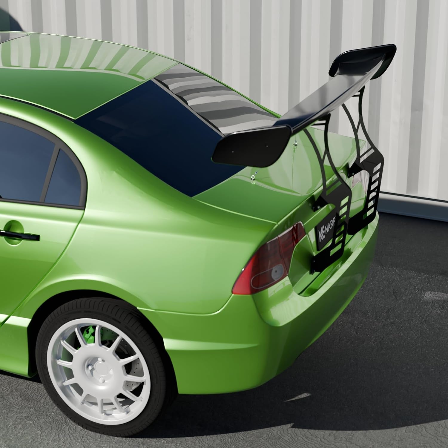 Rear Spoiler Splitter Compatible with Honda Civic 4Dr 2006-2011 8Th Gen Chassis Mount Wing Glossy Black Adjustable Trunk Mounted GT Racing Decklid Lip Exterior Accessories(Drilling Installation)