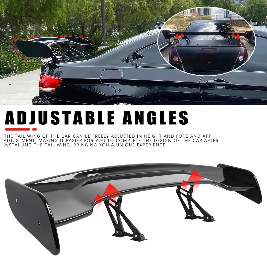57 Inch GT Wing Rear Trunk Spoiler Wing Gloss Black Compatible with Universal Car Spoiler Rear Wing Rear Trunk Spoiler GT Style Wing Spoiler Gloss Black