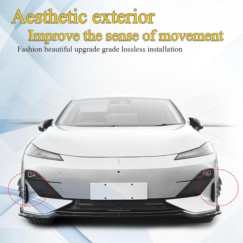 Pack-6 Car Spoiler Canards Kit, Universal Auto Front Bumper Lip Splitter, Body Anti-Collision Diffuser, Exterior Soft Rubber Decorative Stickers (Carbon Fiber Black)
