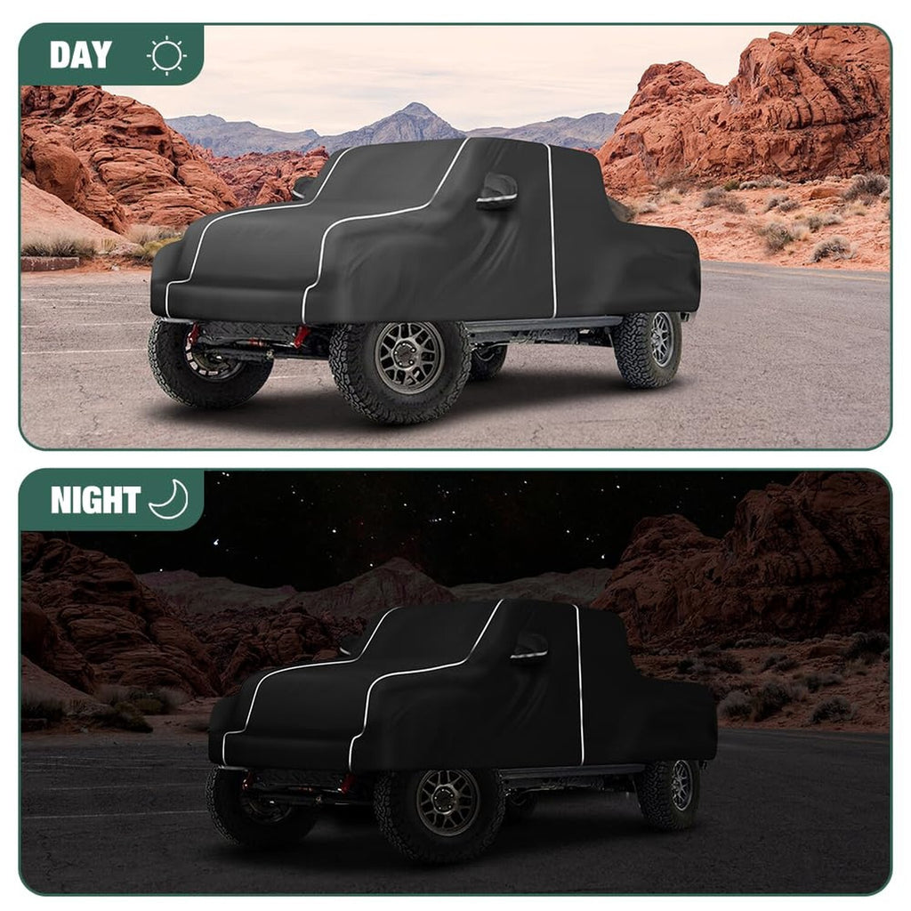 Fluorescent Strip Design Waterproof Car Cover Compatible for Jeep Gladiator 2...