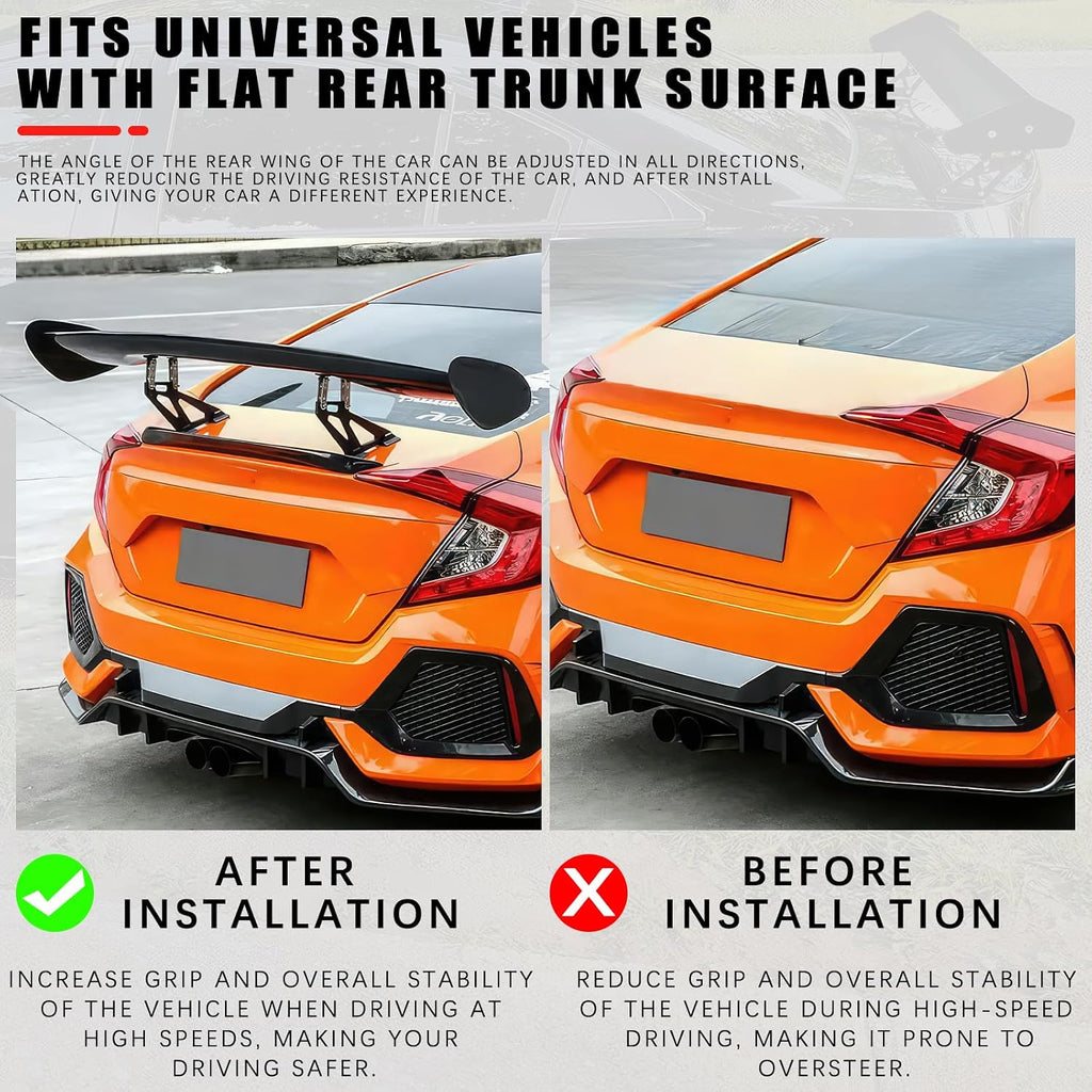 57 Inch GT Wing Rear Trunk Spoiler Wing Gloss Black Compatible with Universal Car Spoiler Rear Wing Rear Trunk Spoiler GT Style Wing Spoiler Gloss Black