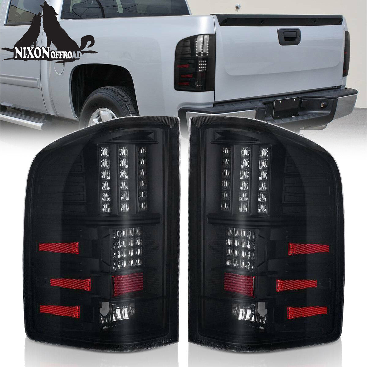 For 2007-2013 Chevy Silverado 1500 2500HD LED Tail Lights Brake Lamp Black Smoke