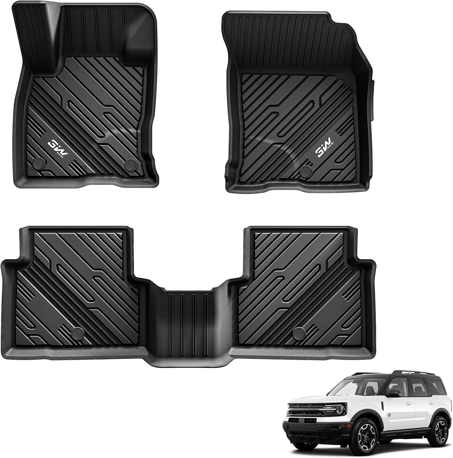 Floor Mats Fit for Ford Bronco Sport 2021-2025 2026 All Weather TPE Car Accessories Custom Fit Full Set Ford Bronco Sport Car Mats (Not for Bronco & Rubberized Floor & Outer Banks)