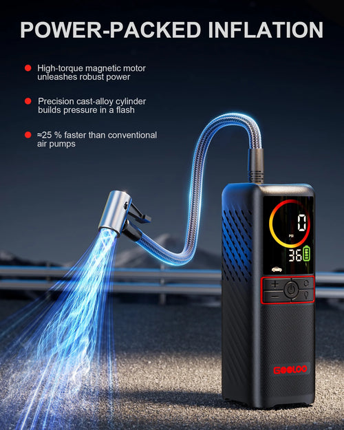 160 PSI Portable Tire Inflator Air Compressor 7500Mah Battery Cordless Air Pump for Car Tires Auto-Shutoff W/ LED Digital Pressure,  GT160 Tire Pump for Bikes,Balls,Motorcycles,Bicycle
