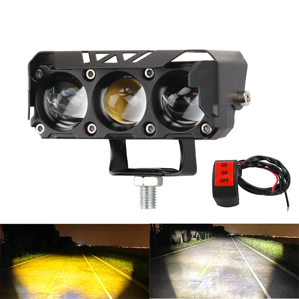 Led Spotlight Motorcycle Headlight High Low Beams Car Work Light Flashing Flashlight LED Lens Bulb LED Projector Auxiliary Light