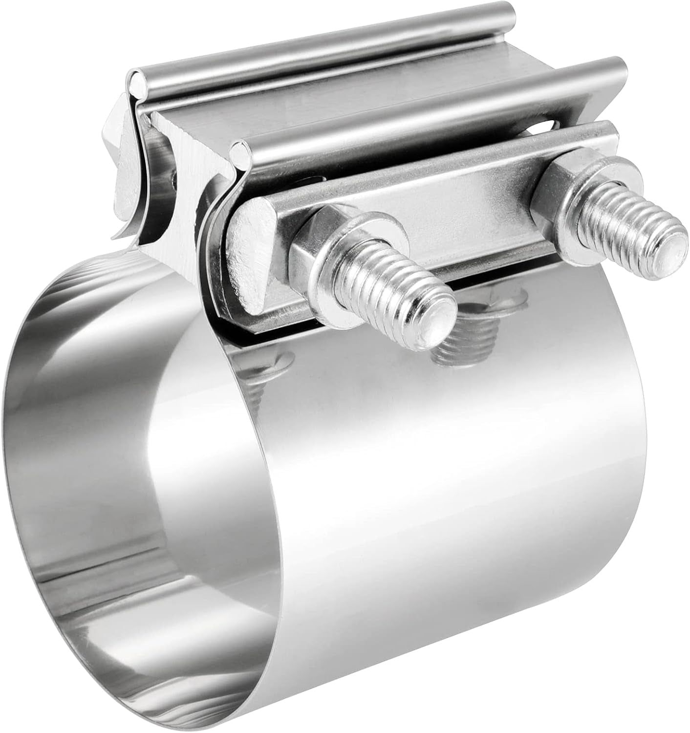 4 Pack 2.5 Inches Butt Joint Exhaust Clamp Sleeve, Stainless Steel Butt Joint Exhaust Seal Band Clamp Exhaust Coupler for 2.5-Inch OD Exhaust Pipes, Mufflers Connection