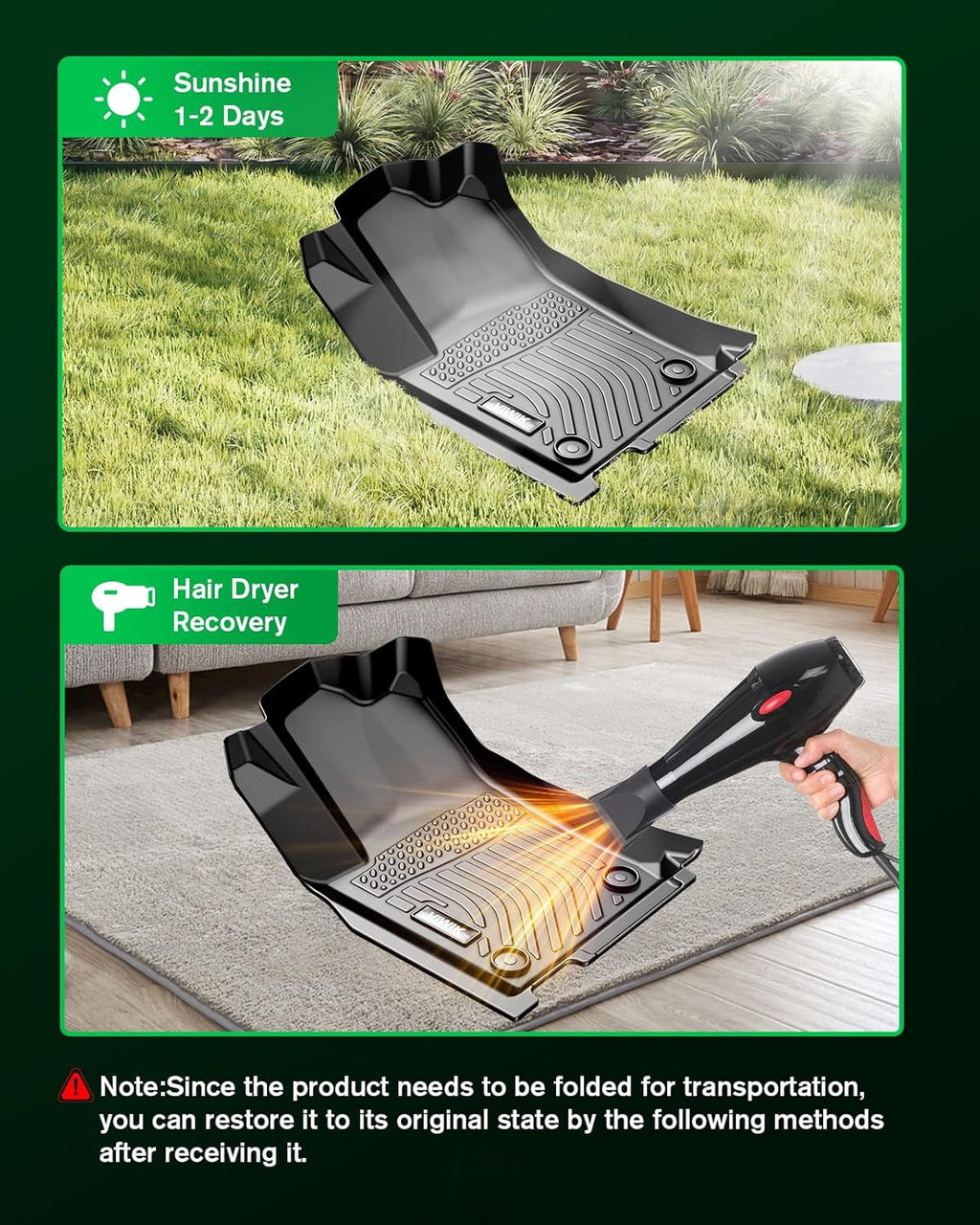 TPE Floor Mats Custom for Dodge Grand Caravan 7 Seat 2011-2020,All Weather Car Mats Compatible for Town & Country (Stow'N Go Only) 2008-2016, Full Set Automotive Floor Mats,1St 2Nd 3Rd Row, 4Pcs