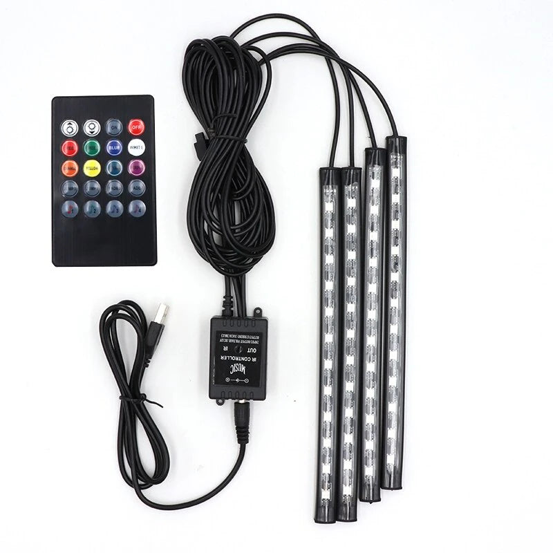 Automotive Atmosphere One to Four Lights Remote 4X9 LED Atmosphere Lamp Indoor Foot Lamp