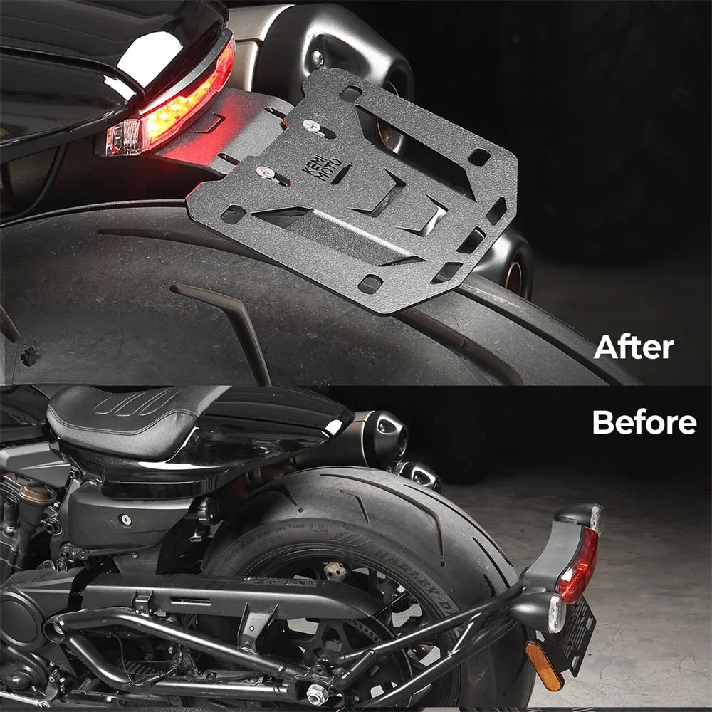 Motorcycle License Plate Holder Bracket with LED Signal Light for Sportster S 1250 2021-2025 Rear License Plate Frame Fender Kit