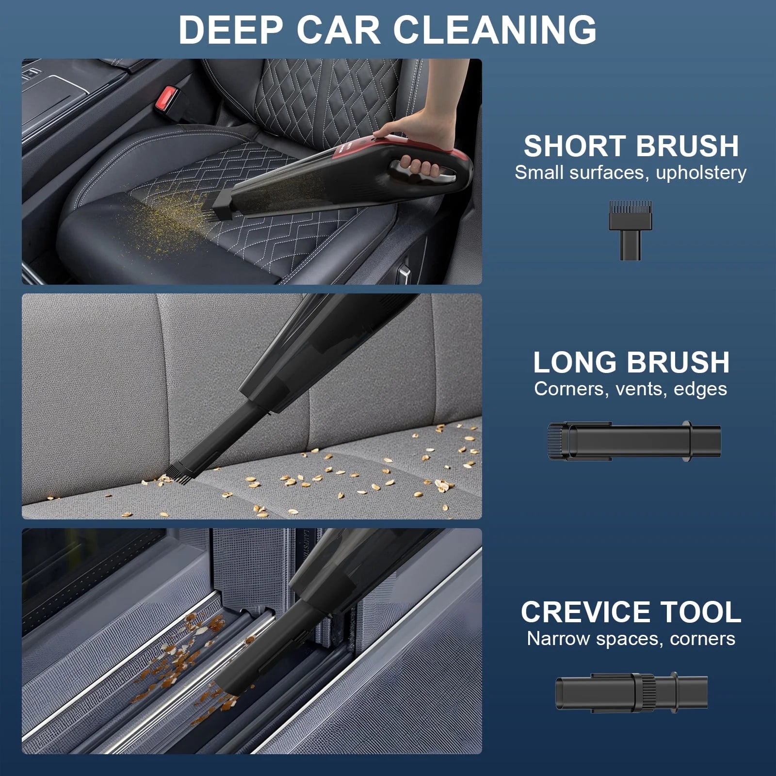 Car Vacuum Cleaner,10000Pa Rechargeable Cordless Handheld Vacuum with 800Ml Dust Cup & LED Light, Handheld Vacuum Cleaner for Car, Home and More