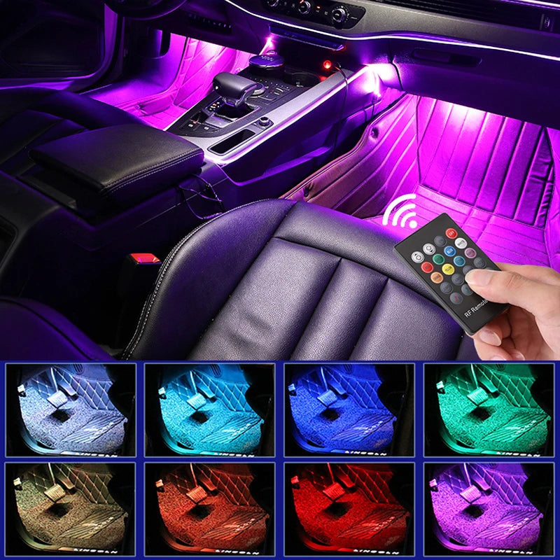 Automotive Atmosphere One to Four Lights Remote 4X9 LED Atmosphere Lamp Indoor Foot Lamp