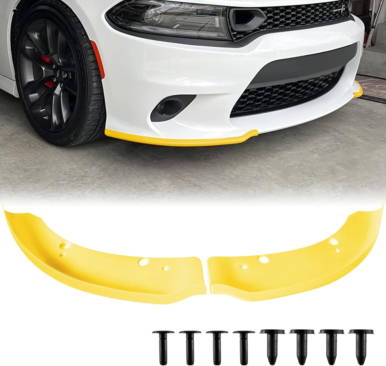 Dodge Charger Front Bumper Lip Splitter Protector Guard for 2015-2023 | Yellow Spoiler Lip Compatible with Charger SRT 392, Scat Pack, RT, GT