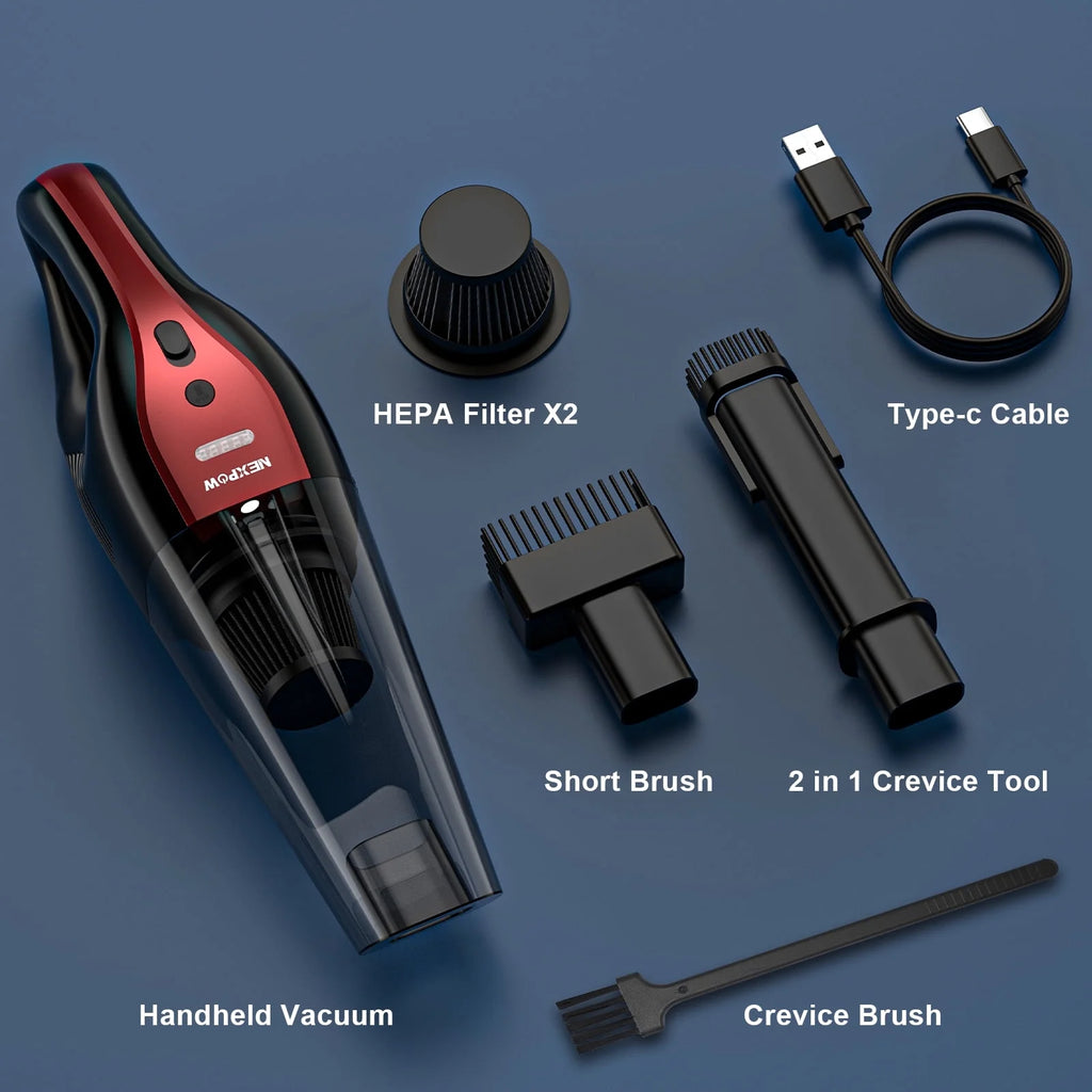 Car Vacuum Cleaner,10000Pa Rechargeable Cordless Handheld Vacuum with 800Ml Dust Cup & LED Light, Handheld Vacuum Cleaner for Car, Home and More
