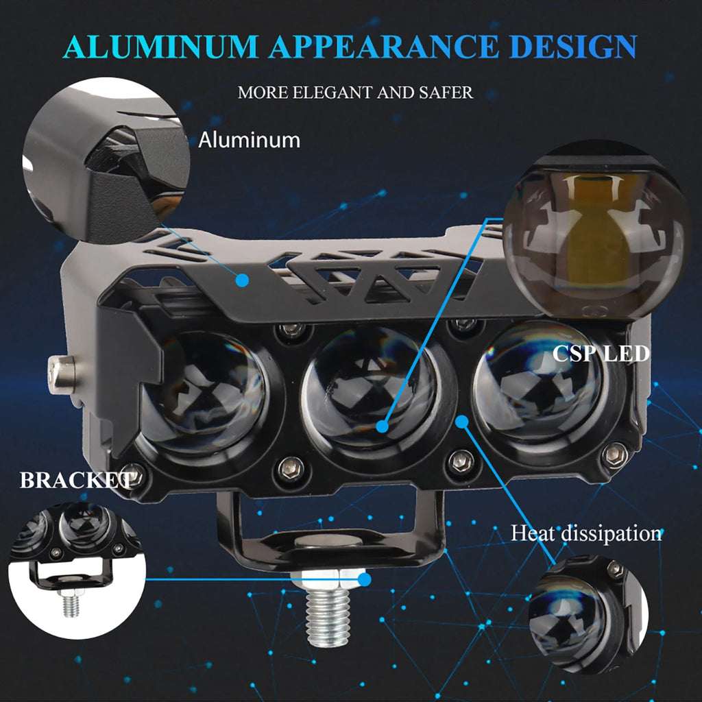 Led Spotlight Motorcycle Headlight High Low Beams Car Work Light Flashing Flashlight LED Lens Bulb LED Projector Auxiliary Light
