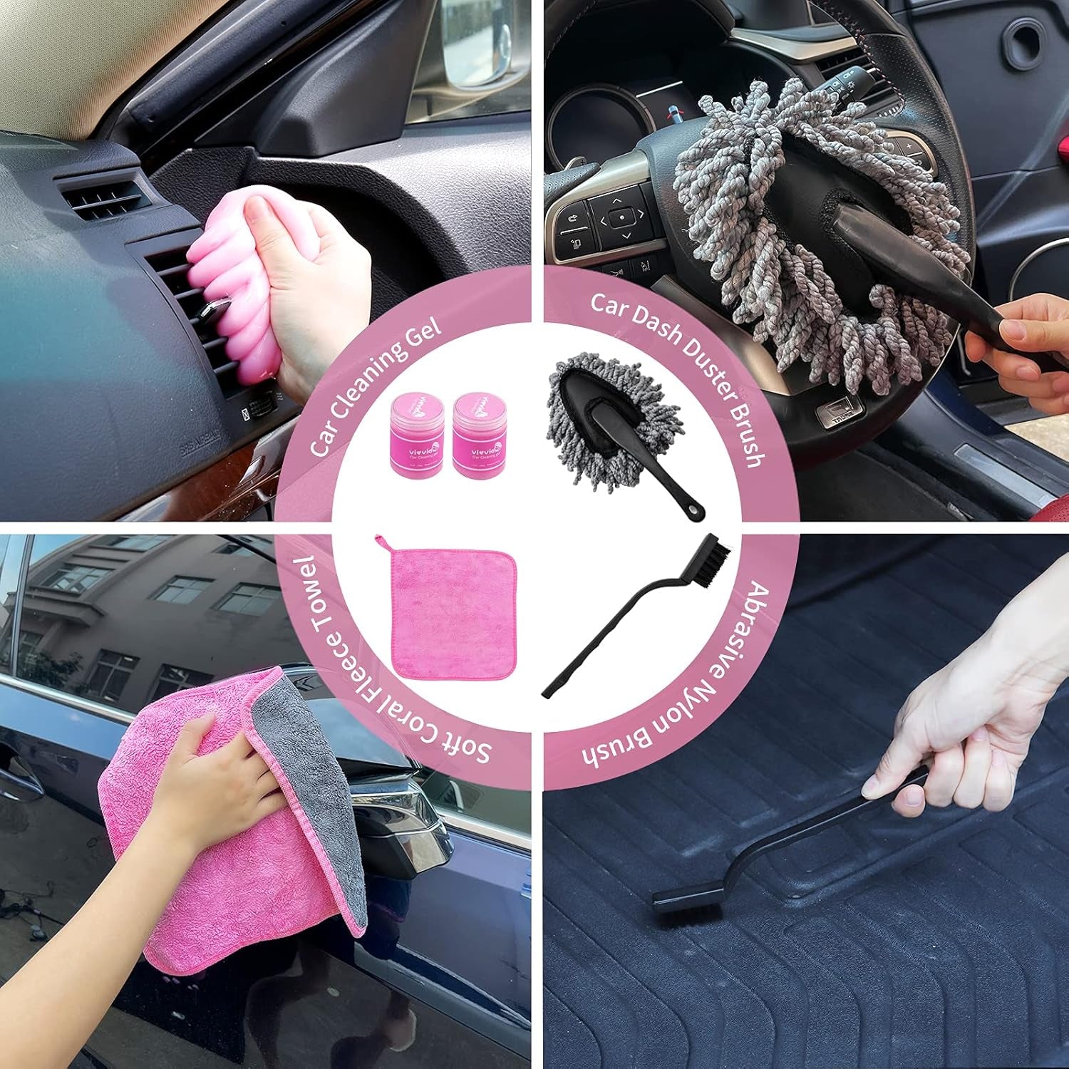 Car Cleaning Detailing Kit Interior Cleaner and Car Washing Kit