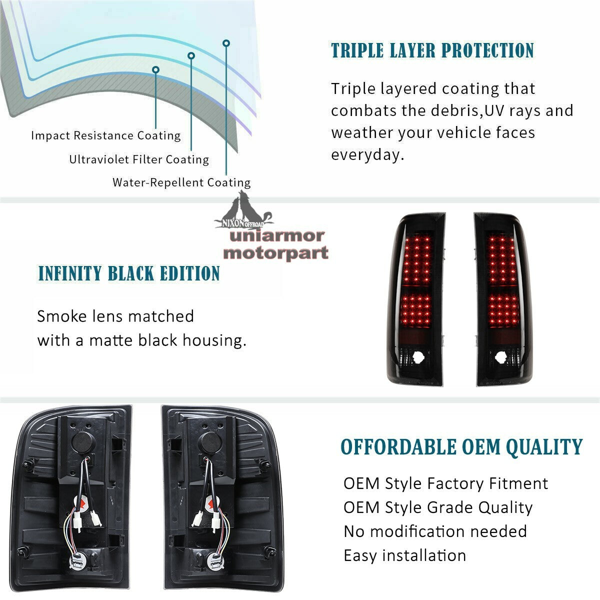 For 2007-2013 Chevy Silverado 1500 2500HD LED Tail Lights Brake Lamp Black Smoke