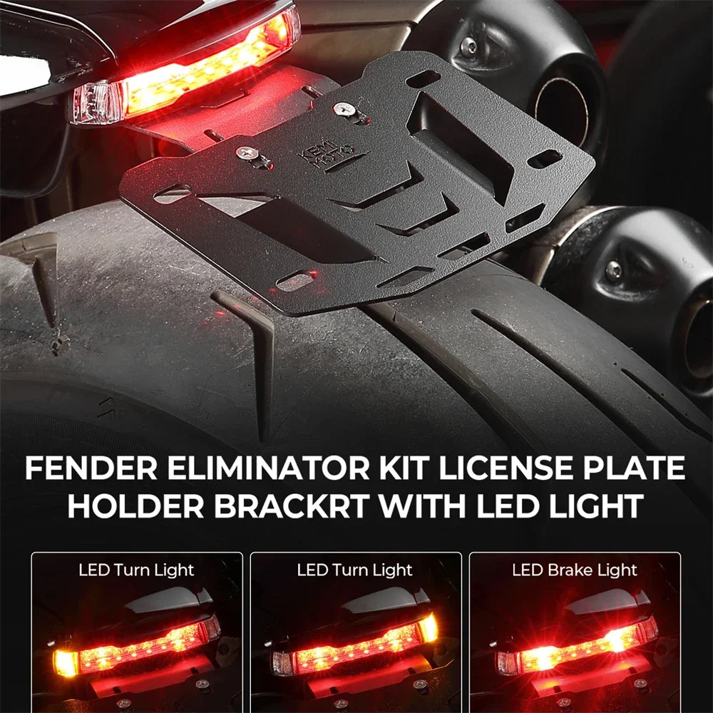 Motorcycle License Plate Holder Bracket with LED Signal Light for Sportster S 1250 2021-2025 Rear License Plate Frame Fender Kit