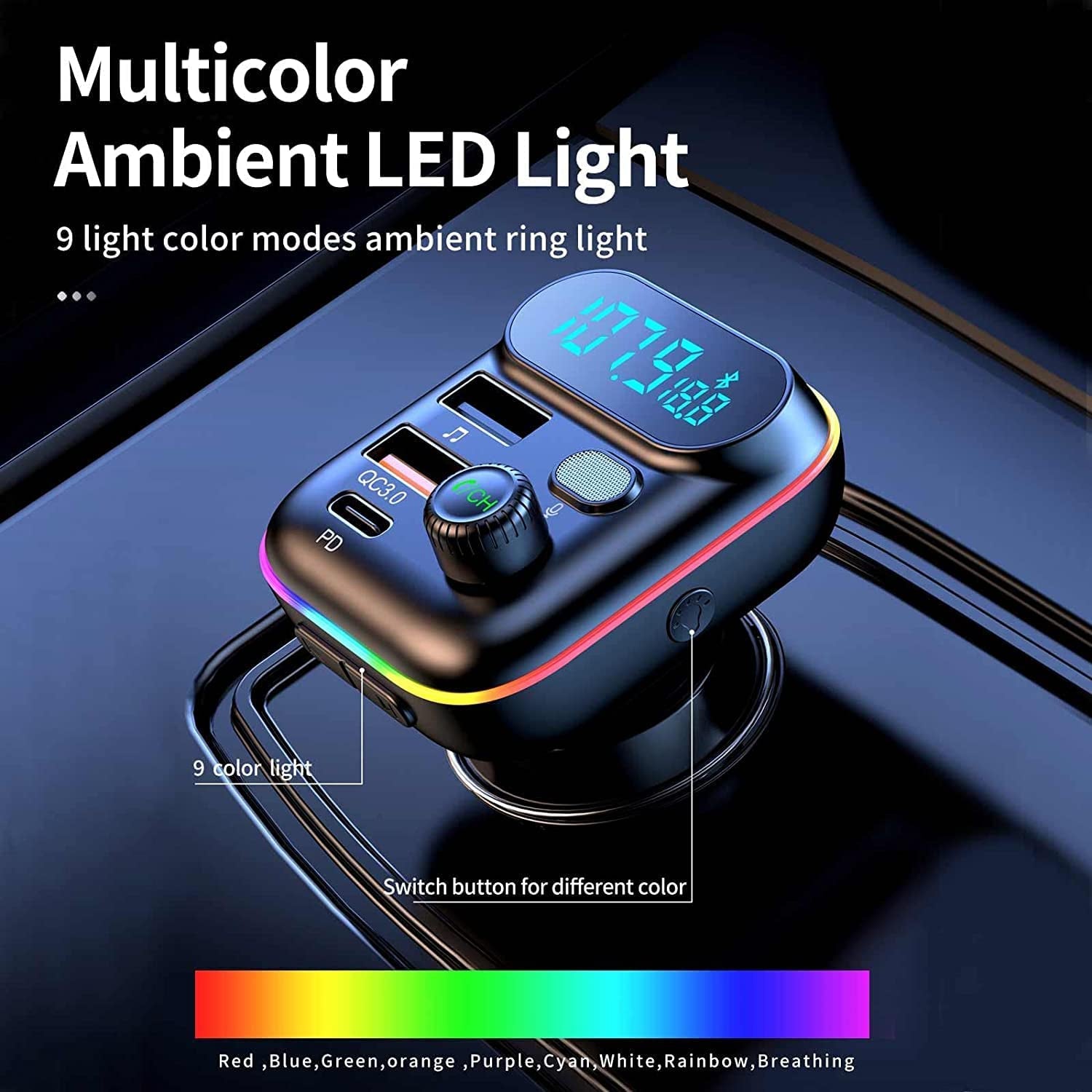 Transmisor De Audio FM Para Auto Bluetooth 5.0 USB Receptor Radio for Carro