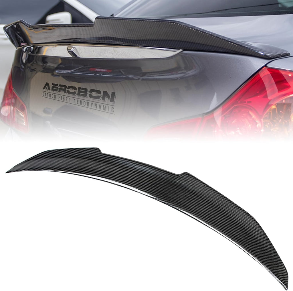 Real Carbon Fiber Trunk Spoiler Compatible with 2007-2014 Infiniti G35, G37, G25, Q40 4-Door Sedan Rear Spoiler (H Style) High Kick
