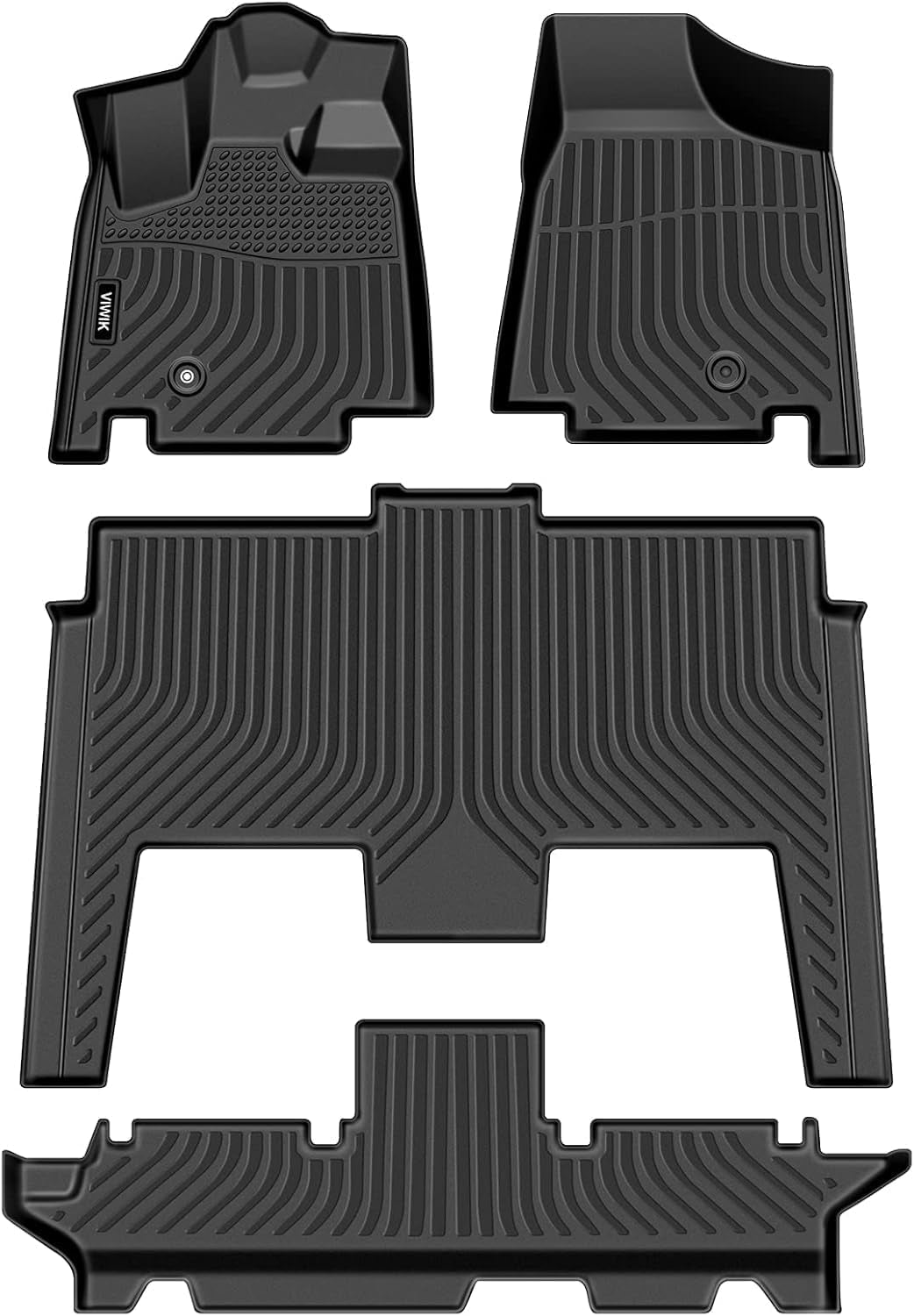 TPE Floor Mats Custom for Dodge Grand Caravan 7 Seat 2011-2020,All Weather Car Mats Compatible for Town & Country (Stow'N Go Only) 2008-2016, Full Set Automotive Floor Mats,1St 2Nd 3Rd Row, 4Pcs