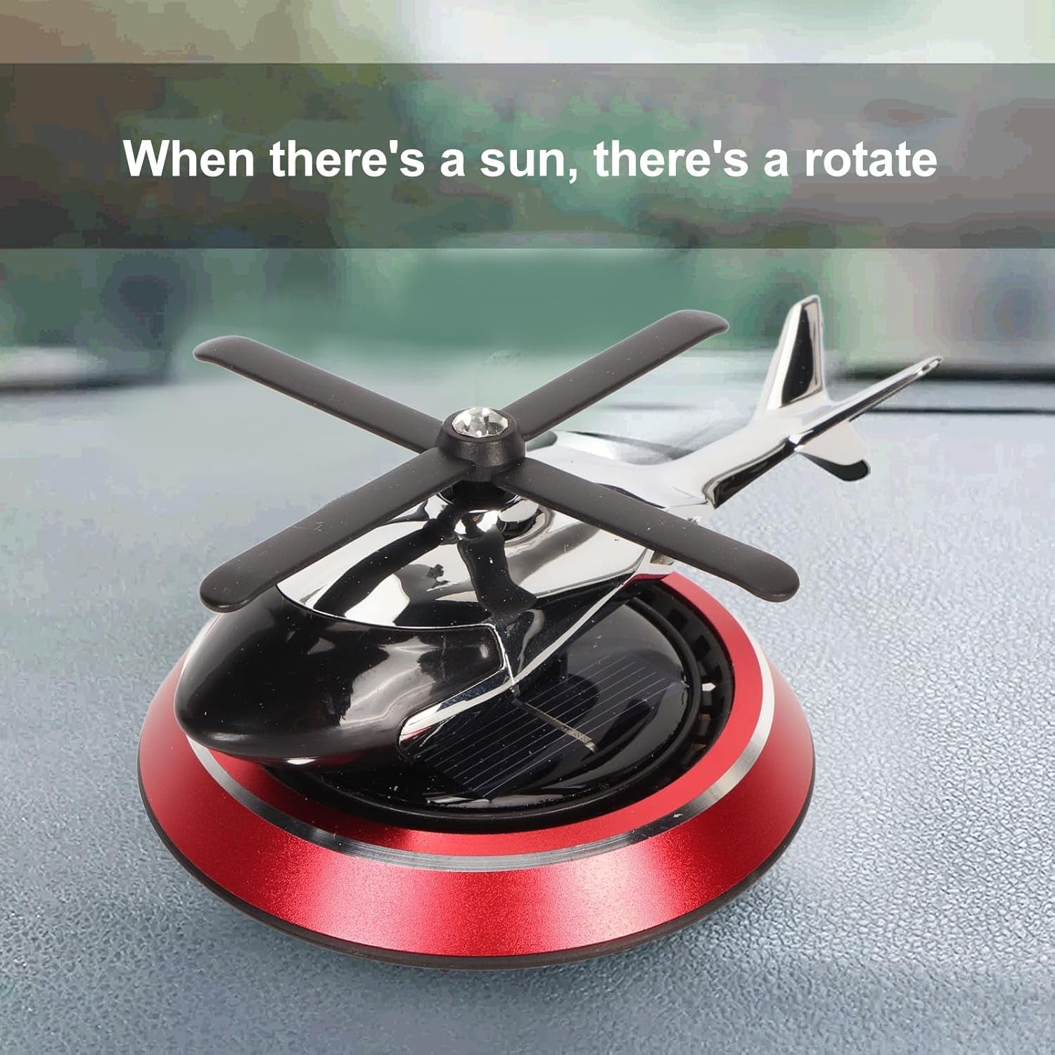 Helicopter Car Air Fresheners Rotating, Solar Car Fresheners Airplane Car Perfume Decoration for Office Bar, Relieve Stress Alloy Car Essential Oil Diffuser for Home (Red)