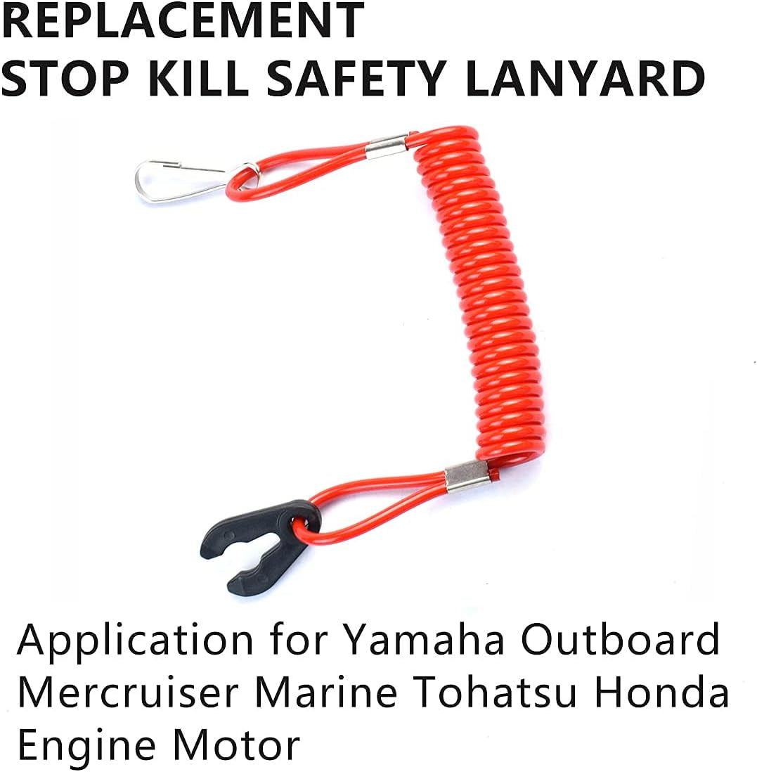 Boat Safety Kill Stop Switch Connector Lanyard Cord Replacement for Yamaha Outboard Mercruiser Marine Tohatsu Honda Engine Motor Kill Switch Tether Red Replace 6E9-82575-00 6E9-82575-01 6E9-82575-02