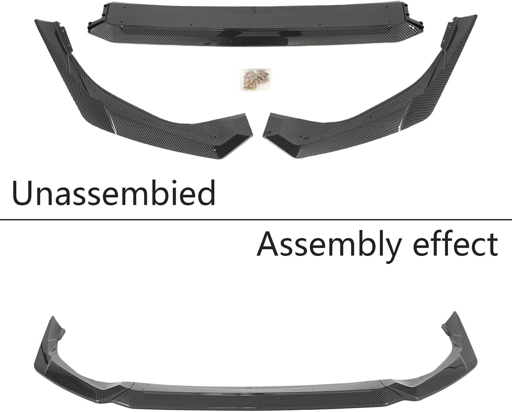 Front Bumper Lip Splittert for Civic Sedan & Hatchback 2025 2026 Yofer Style ABS Frontr Lip Kit 3Pcs(Carbon Fiber Print)
