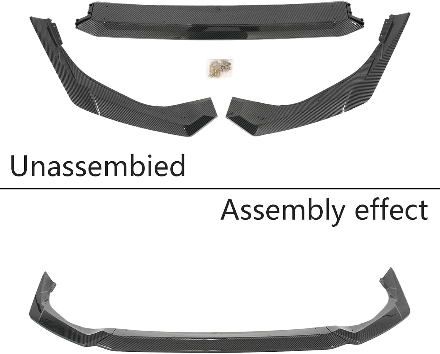 Front Bumper Lip Splittert for Civic Sedan & Hatchback 2025 2026 Yofer Style ABS Frontr Lip Kit 3Pcs(Carbon Fiber Print)