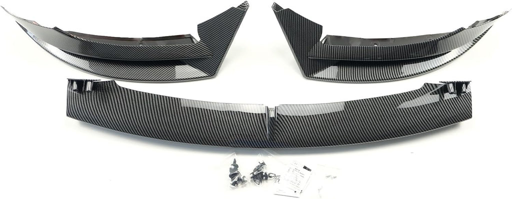 Front Lip 3Pcs Compatible with for Tesla Model 3 2017-2023 V Style Front Bumper Lip Splitter Spoiler (Carbon Fiber Print)