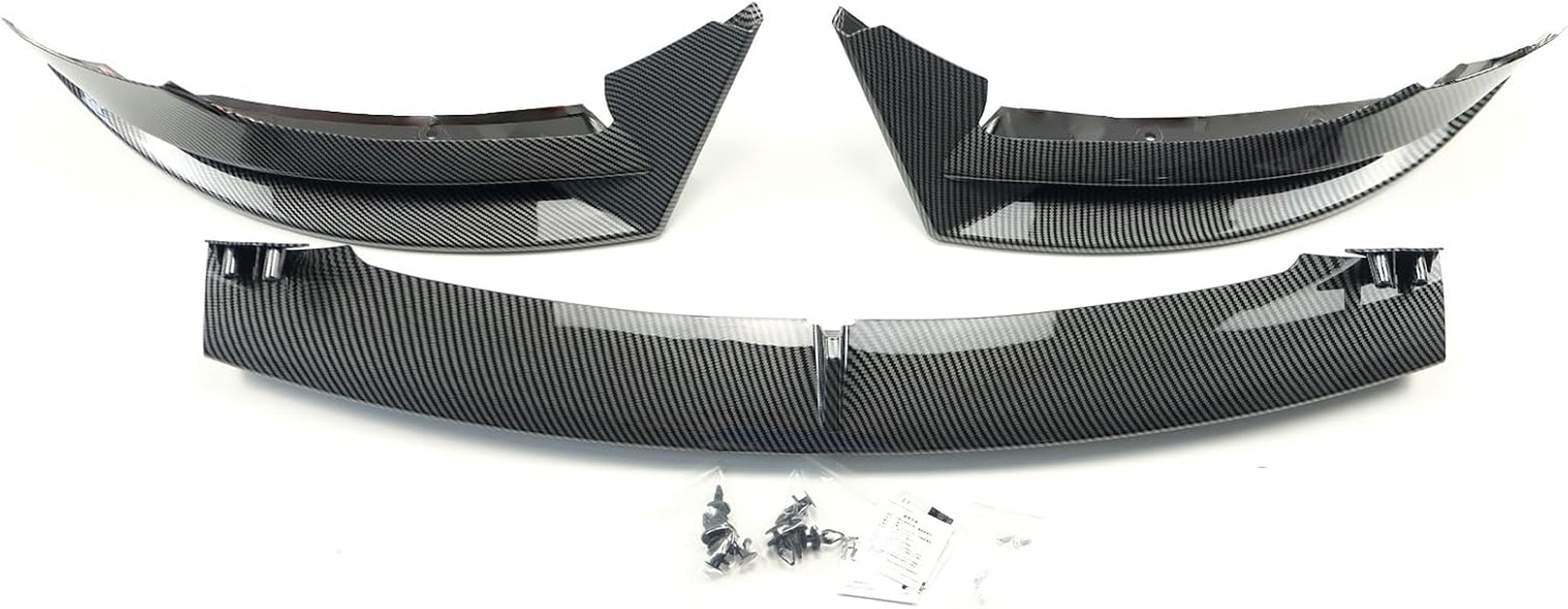 Front Lip 3Pcs Compatible with for Tesla Model 3 2017-2023 V Style Front Bumper Lip Splitter Spoiler (Carbon Fiber Print)