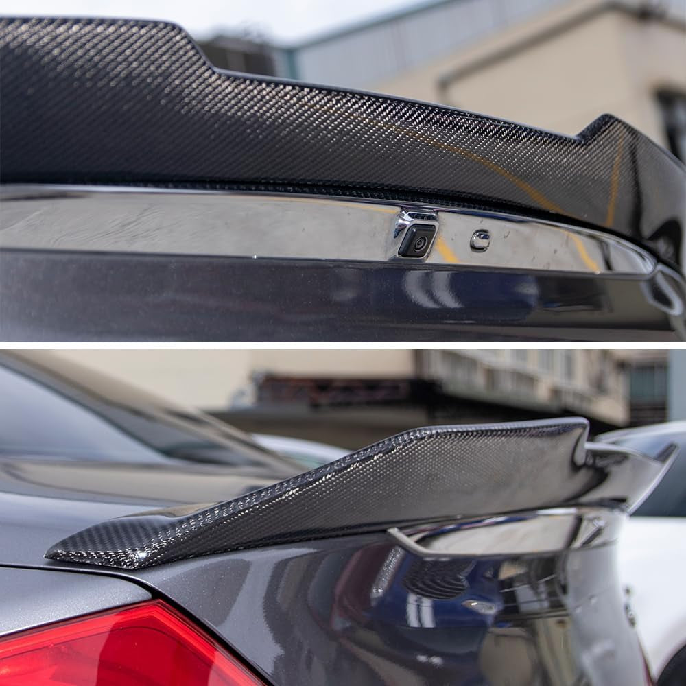 Real Carbon Fiber Trunk Spoiler Compatible with 2007-2014 Infiniti G35, G37, G25, Q40 4-Door Sedan Rear Spoiler (H Style) High Kick