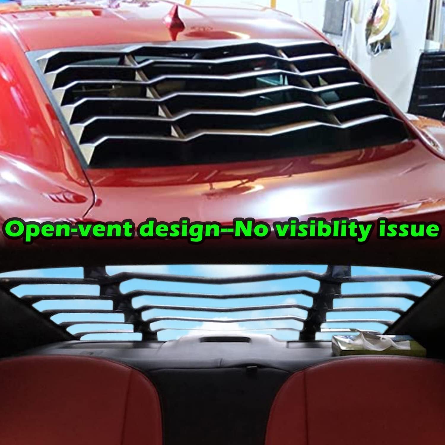Rear and Side Window Louver Fits for Chevrolet Chevy Camaro LS LT SS 2010 2011 2012 2013 2014 2015 Matte Black Windshield Scoop Louvers Sun Shade Cover in GT Lambo Style,Camaro Accessories